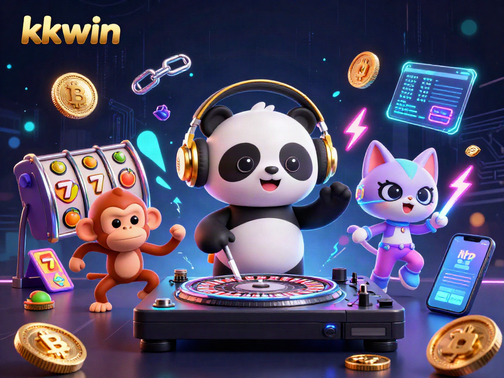Experience thrilling gameplay at kkwin with vibrant cartoon characters and casino elements in a lively scene