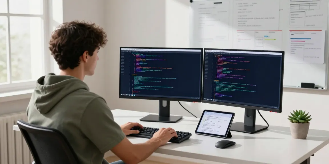 Developer using instant indexing tools in a modern tech workspace