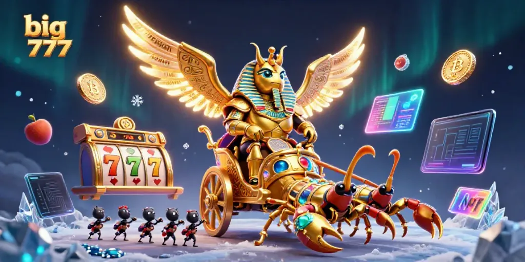 Spin to win with big 777 slots featuring a golden scarab beetle in an exciting casino adventure.