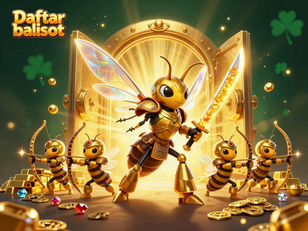 Daftar balisot features a golden hornet samurai amidst treasure and jewels in an exciting casino theme