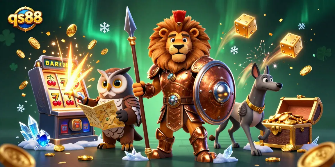 Experience thrilling wins at qs88 with vibrant slot machine action and engaging casino characters.