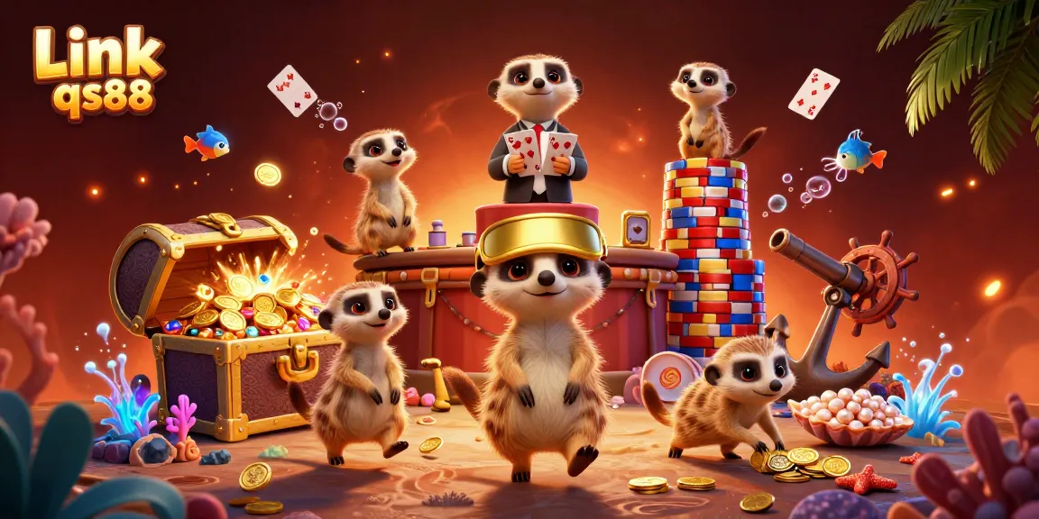 Enjoy thrilling gaming action at Link qs88 with meerkats in a colorful casino scene.