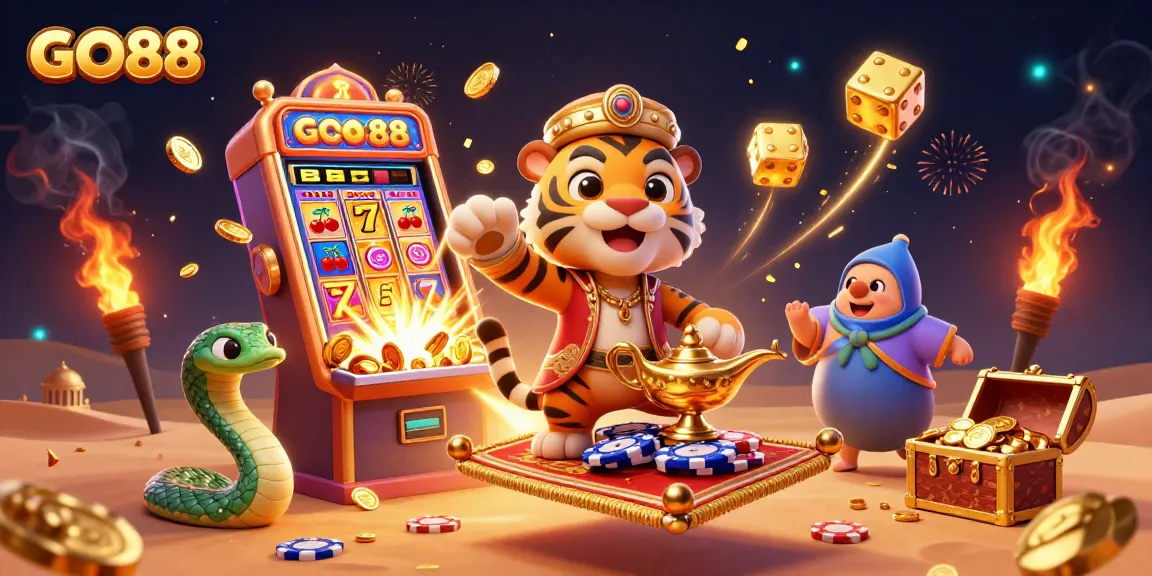Experience thrilling slots and jackpots with GO88 in a vibrant 3D casino adventure.