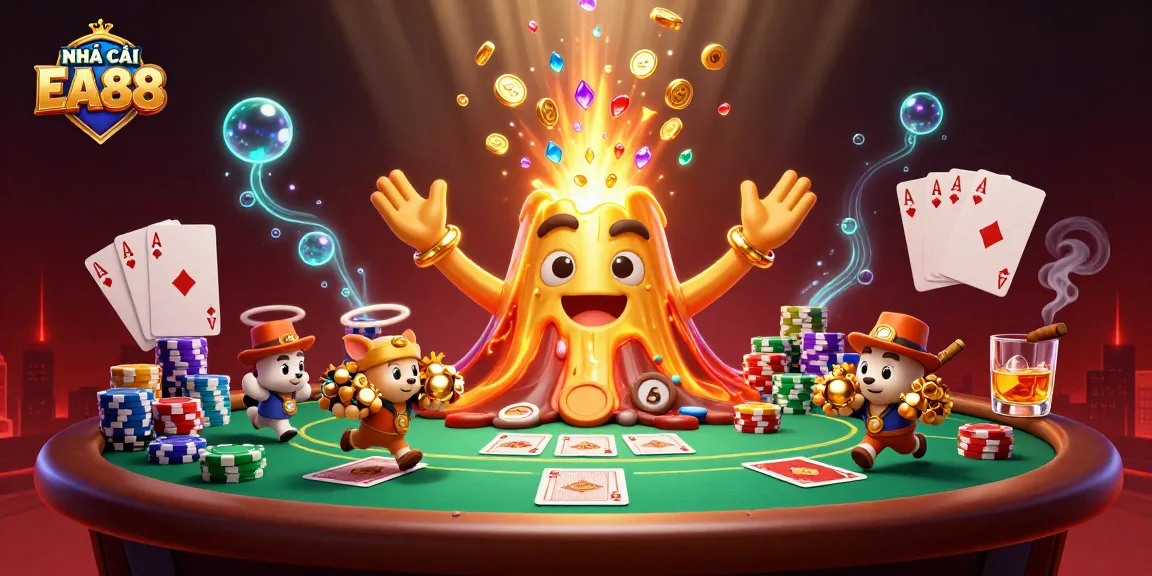 Engage in thrilling gameplay at NHÀ CÁI EA88 with a vibrant 3D casino scene showcasing dynamic treasure and casino elements.